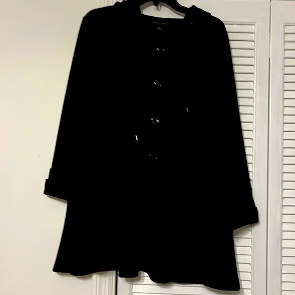 CHRISTIAN SIRIANO NEW YORK BLACK HOODED PEACOAT SIZE 1X. NEW WITHOUT TAG - Picture 1 of 6